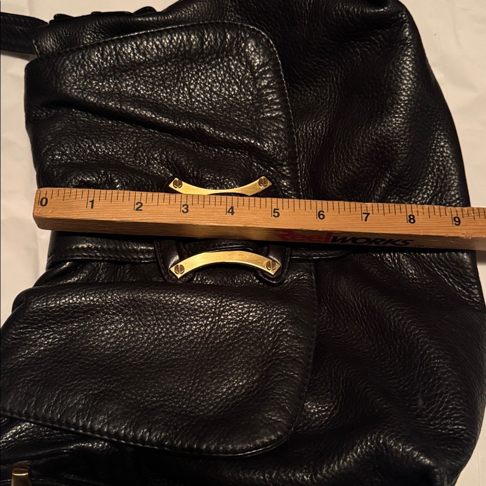 B MAKOWSKY large Leather Shoulder Bag Hobo Bag Gold Hardware Bow Shape - Picture 15 of 16